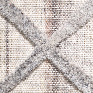 Tapis géométrique en laine beige-gris à motifs tribaux abstraits, à poils brossés, écologique, antidérapant, tufté à la main, épais - Product Image 4