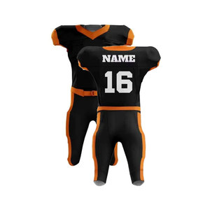 Customizable American Football Uniform Men's Sublimated Jersey Pants Moisture Wicking Fitted Set <b>Orange</b> Sleeveless - Product Image 2