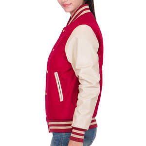 Vestes de baseball courtes pour femmes, style varsity, avec corps en laine et manches en cuir, veste Lettermen - Product Image 4