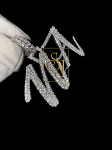 Collar de nombre de letra personalizado minimalista de oro sólido blanco de 14 quilates de moda con cadena de diamantes VVS Moissanite colgantes finos y dijes de regalo - Product Image 4