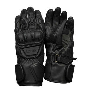 Guantes de Motociclismo de Cuero Negro Mate de Primera Calidad, Antideslizantes, Reforzados en la Palma y con Protección para los Nudillos, Equipo de Carreras Profesional - Product Image 5
