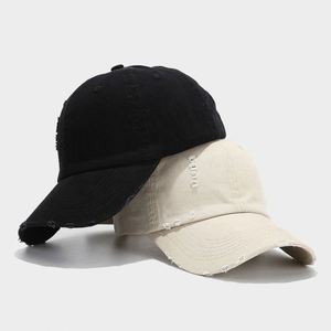 Casquette de baseball déchirée unie pour homme, 60 cm de circonférence de tête, style vieilli, décontractée, passe-partout, à calotte souple, effet amincissant, anti-UV - Product Image 3