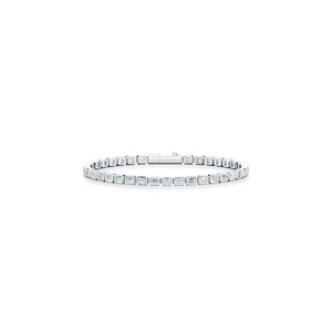 กำไลข้อมือเพชรทรงสี่เหลี่ยมมรกต 4 จุด 50 กะรัต ทองคำขาว 9K ฝังเพชรแบบ Bezel Set สำหรับผู้หญิง เครื่องประดับหรูหรา ขายส่ง - Product Image 1