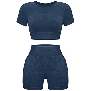 Conjuntos Deportivos para Mujer de 2 Piezas, Ropa de Yoga sin Costuras, Shorts y Top Corto, Ropa Deportiva para Gimnasio, Spandex/Algodón Transpirable - Product Image 5