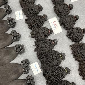 Extensión de cabello humano rizado peludo grande superior cabello de trama de máquina de color negro natural de 14-26 pulgadas listo para enviar - Product Image 1