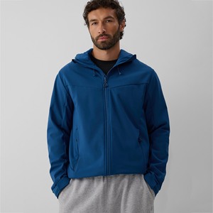 Chaqueta con capucha softshell personalizada para hombre, informal, para exteriores, con cremallera completa, resistente al agua y al viento, con bolsillos utilitarios, ligera. - Product Image 1