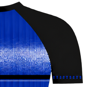 Maillot de sport bleu roi et noir à manches courtes raglan, col rond, respirant, pour entraînement et uniforme d'équipe - Product Image 4