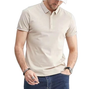 Camisa de Manga Corta para Hombre, Color Beige, 100% Algodón Piqué, Corte Regular Informal, Sólida, Transpirable, IBRATEX International IBI-MP-58 - Product Image 2