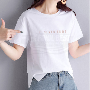Camiseta Casual de Hip Hop para Mujer, Personalizada, Holgada, 100% Algodón Tejido, Anti-Pilling, Ecológica, Transpirable, 180g, con Logotipo Estampado - Product Image 2
