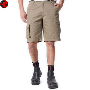Pantalones Cortos Cargo para Hombre, Color Caqui, Tejido, Cierre de Cremallera, Secado Rápido, Múltiples Bolsillos, Cintura Media, Casuales y Utilitarios - Product Image 1