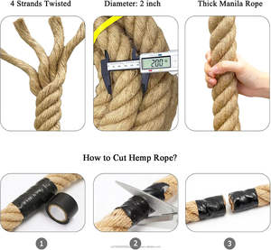 Cuerda de Yute Natural Gruesa de 3 Hilos (5 cm x 30.5 m) para Barandillas de Terraza, Columpios de Porche, Escalada de Árboles, Decoración Náutica - Product Image 5
