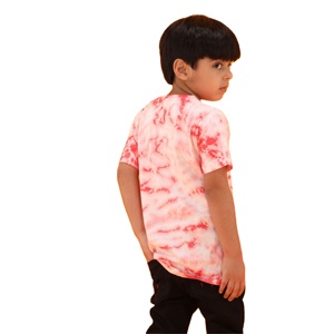 Camiseta de algodón puro tejido para niños, cuello redondo de longitud Regular, Media manga, color rosa, 100% - Product Image 6