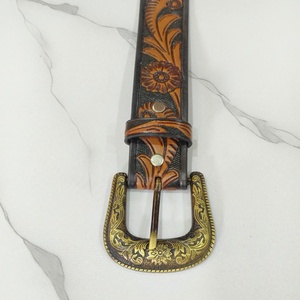New Designer Handmade Belts Hand <b>Tooled</b> Boho Vintage Flower Print Trendy Stylish Western Set Of 6 Pcs <b>Leather</b> Belts - Product Image 4