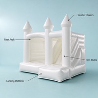 Château gonflable blanc pour enfants, trampoline pour usage résidentiel intérieur/extérieur, mariage, fête d'anniversaire