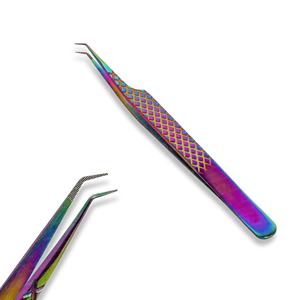 Pince à épiler d'extension de cils en acier inoxydable et en titane de marque privée en gros Outil à cils à pointe en fibre de volume - Product Image 1