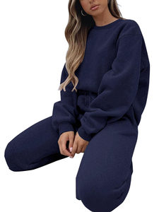Ensemble de survêtement color block pour femme, col rond, manches longues, pantalon à cordon de serrage, décontracté, pour l'automne, coupe ample longueur pleine - Product Image 4