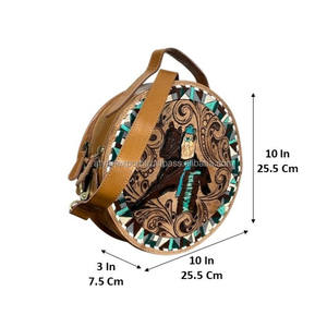 Nuevo Bolso de Hombro Redondo de Cuero Vacuno Hecho a Mano, Estilo Bohemio, para Mujer, Estilo Vaquero, Regalo para Ella - Product Image 2