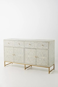 Modern Bone Inlay <b>Chest</b> of Drawers Handmade Wooden Cabinet with Floral Pattern - Product Image 5