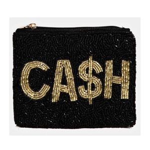 Mini porte-monnaie moderne à rayures perlées, brodé à la main, pochette écologique durable pour clés, espèces, cartes et maquillage - Product Image 3