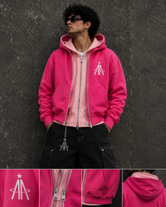 Sweat-shirts à capuche triple couche de qualité supérieure, personnalisés, à double fermeture éclair, style streetwear oversize, fournisseur en gros OEM ODM - Product Image 2