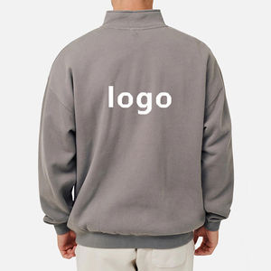 เสื้อฮู้ดซิป 1/4 สำหรับผู้ชาย ผ้าฟลีซหนา 400GSM ผ้าฝ้าย 100%  แบบเรียบ สามารถสกรีนลายได้  บุซับใน  สำหรับใส่ในฤดูหนาว - Product Image 3
