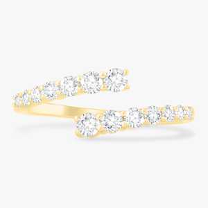 Wholesale 18k Solid Gold Lab Grown Diamond Crossover Statement <b>Ring</b> Round Diamond <b>Open</b> Gap <b>Ring</b> Dainty Everyday Jewelry Factory - Product Image 1