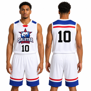 Maillots de basket-ball pour hommes de haute qualité, design tendance, personnalisés, ensembles d'uniformes d'équipe, col en V, sans manches, 100% polyester, séchage rapide - Product Image 4