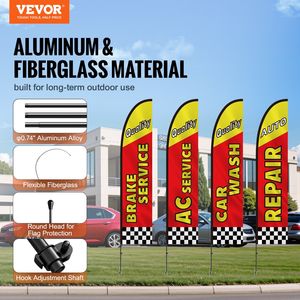 Kit Bandiera a Piuma per Pubblicità Riparazioni Auto, Set 4 Bandiere e 4 Aste per Esterni Aziendali - Product Image 2