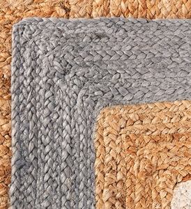 Alfombra Cuadrada de Algodón Tejida a Mano en Gris, Blanco y Beige, Alfombra Decorativa para Sala de Estar, Dormitorio y Decoración del Hogar - Product Image 5