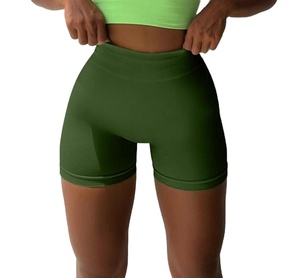 Women's Seamless Breathable Cotton Active Lightweight Fitness Shorts <b>Bow</b> Button Skinny Fit Elastic Waist Scrunch Butt Design - Product Image 1