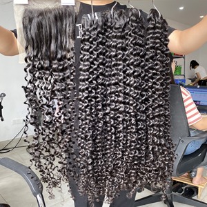 Paquetes de trama de cabello humano rizado con agua de Color Natural más vendidos 100% extensiones de cabello virgen crudo vietnamita - Product Image 5