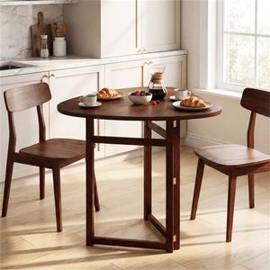 31.5\" Small Folding Walnut Solid Wood <b>Dining</b> <b>Table</b> for 2 People <b>Foldable</b> Kitchen <b>Table</b> - Product Image 6
