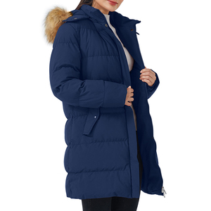 Solid Trader Cozy Urban Explorer Wind Resistant <b>Extra</b> Warm <b>Padded</b> Quilted <b>Long</b> Length Hooded <b>Coat</b> Women <b>Long</b> Puffer Jacket - Product Image 2