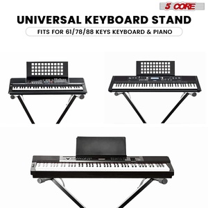 Adjustable Foldable Metal <b>Keyboard</b> <b>Stand</b> <b>with</b> Padded Piano Bench Combo 5-Core Musician Chair Set - Product Image 4