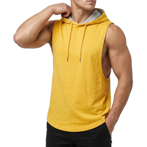 Débardeur à capuche sans manches pour homme, haute visibilité, avec logo personnalisé, prix de gros OEM, vêtements de sport performants - Product Image 6