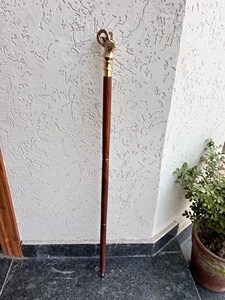 Bâtons de marche rustiques modernes en bois naturel écologique avec poignée en laiton poli, idéaux pour les cadeaux - Product Image 4