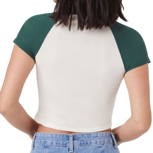 Camiseta de Verano para Mujer, Nuevo Diseño, Camiseta Corta de Algodón Elástico para Mujer, Fabricada por HS 2027 - Product Image 3