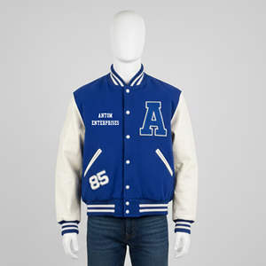 Veste varsity en toile slim fit pour homme, logo personnalisé sur le devant, respirante, coupe-vent, matelassée, haute qualité, pour usage extérieur en hiver - Product Image 1