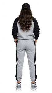 ONETEN APPAREL Survêtement à capuche gris et noir pour femme, manches longues, décontracté, couleur unie, avec cordon de serrage et poches, idéal pour l'automne - Product Image 3