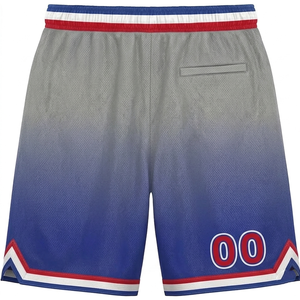 Pantalones Cortos de Baloncesto Personalizables para Hombre, Degradado Azul Gris, Malla con Cordón Ajustable en la Cintura, Estilo Deportivo con Bolsillos y Logotipo Frontal Número 00 - Product Image 2