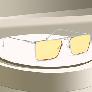 3301 New Arrival Personality Fashion Metal <b>Square</b> Double Bridge Shades Women Men <b>Sunglasses</b> Wholesale - Product Image 3