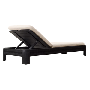 Tumbona Moderna de Teca Negra para Exteriores, Minimalista, Resistente a la Intemperie, con Respaldo Ajustable y Cojín Confortable - Product Image 4