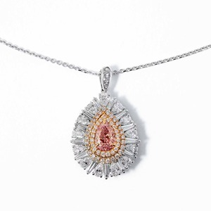 Collar con Colgante Solitario de Diamante Cultivado en Laboratorio de Color Marrón Rosado de 2.60ct, Oro Amarillo de 14K, Joyería Fina de Primera Calidad - Product Image 1