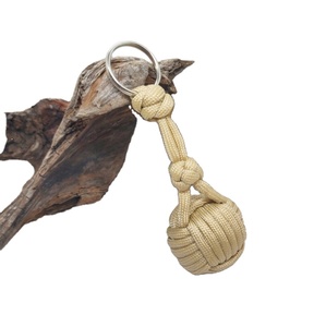 Monkey Fist Knot Keychain W/ Brass Shackle - 4.5" Long - Handmade Sailor <b>Rope</b> Key Ring - Nautical Jewelry Gift - Product Image 1