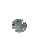 Pièce usinée CNC en aluminium avec trous filetés et découpes circulaires