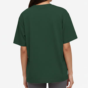 Nouvel Arrivage 2026 T-shirt Femme Coupe Ample Col Rond Manches Courtes Couleur Unie 100% Coton Jersey Décontracté Toutes Saisons Vert - Product Image 2