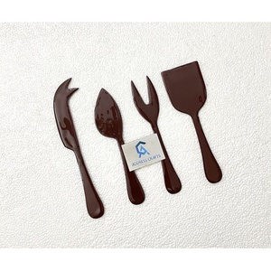 Elegant Enamel <b>Cheese</b> <b>Knife</b> <b>Set</b> of 4 Heart Design 18/8 Stainless Steel Dishwasher Safe <b>Cheese</b> Cutting Tools & Serving Fork - Product Image 2