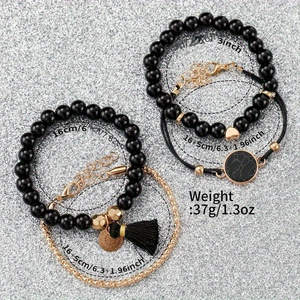 NW1340 5pcs Set <b>Black</b> Quartz <b>Watches</b> for Women Fashionable Silicone Strap Woman <b>Watch</b> Jewelry Set - Product Image 5