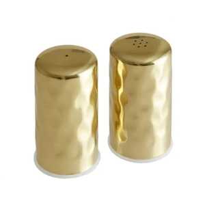 Modern Brushed Gold Stainless Steel <b>Salt</b> and Pepper <b>Shaker</b> Set Minimalist Cylindrical Metal Spice Dispenser for Home Kitchen - Product Image 4