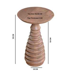 Mesa Auxiliar Redonda Moderna de Madera Maciza con Base de Pedestal, Mesa Pequeña Decorativa para Sala de Estar - Product Image 3